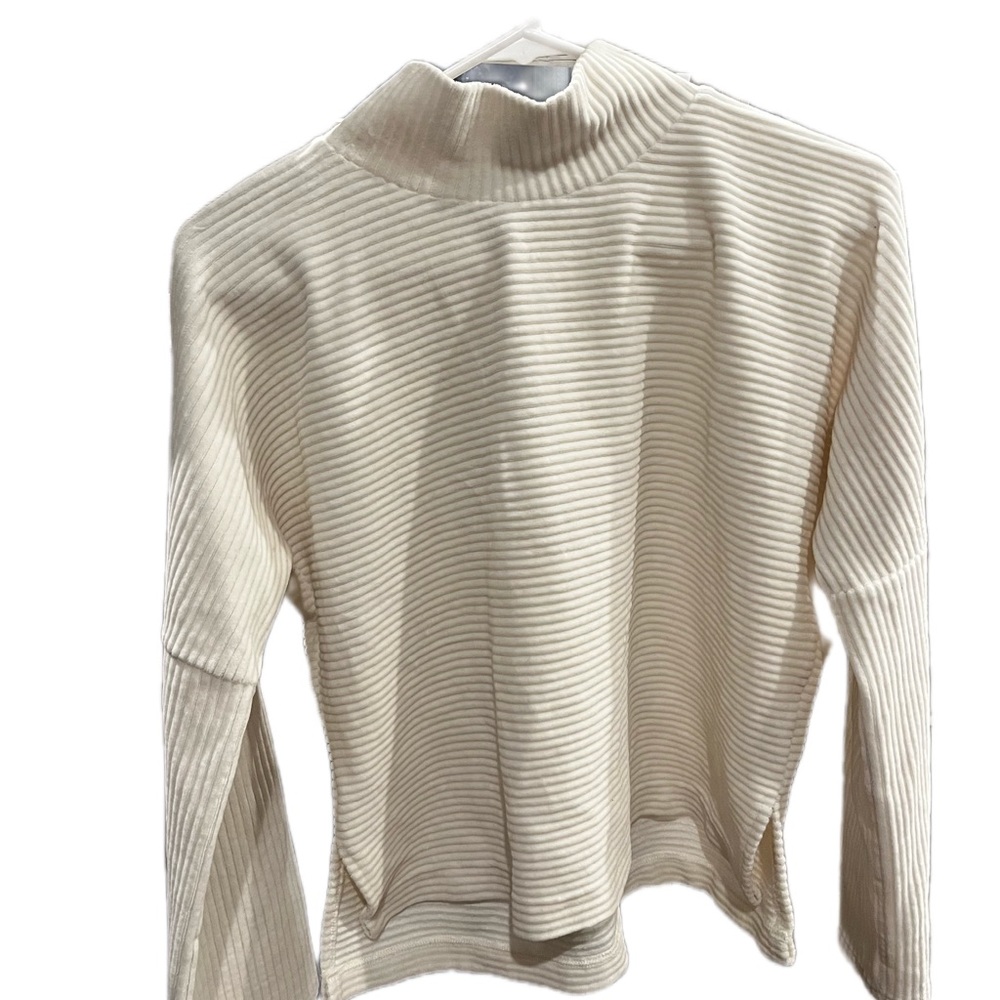 Madewell Cream Ribbed Velour Corduroy Mock Turtleneck Sweater